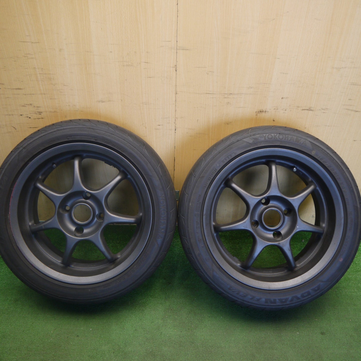 バリ溝！25年！9.5分！2本◎195/50R16 ヨコハマ アドバン FLEVA V701 ENKEI Racing S エンケイ レーシング 16インチ PCD114.3/4H◎6061203Hノ