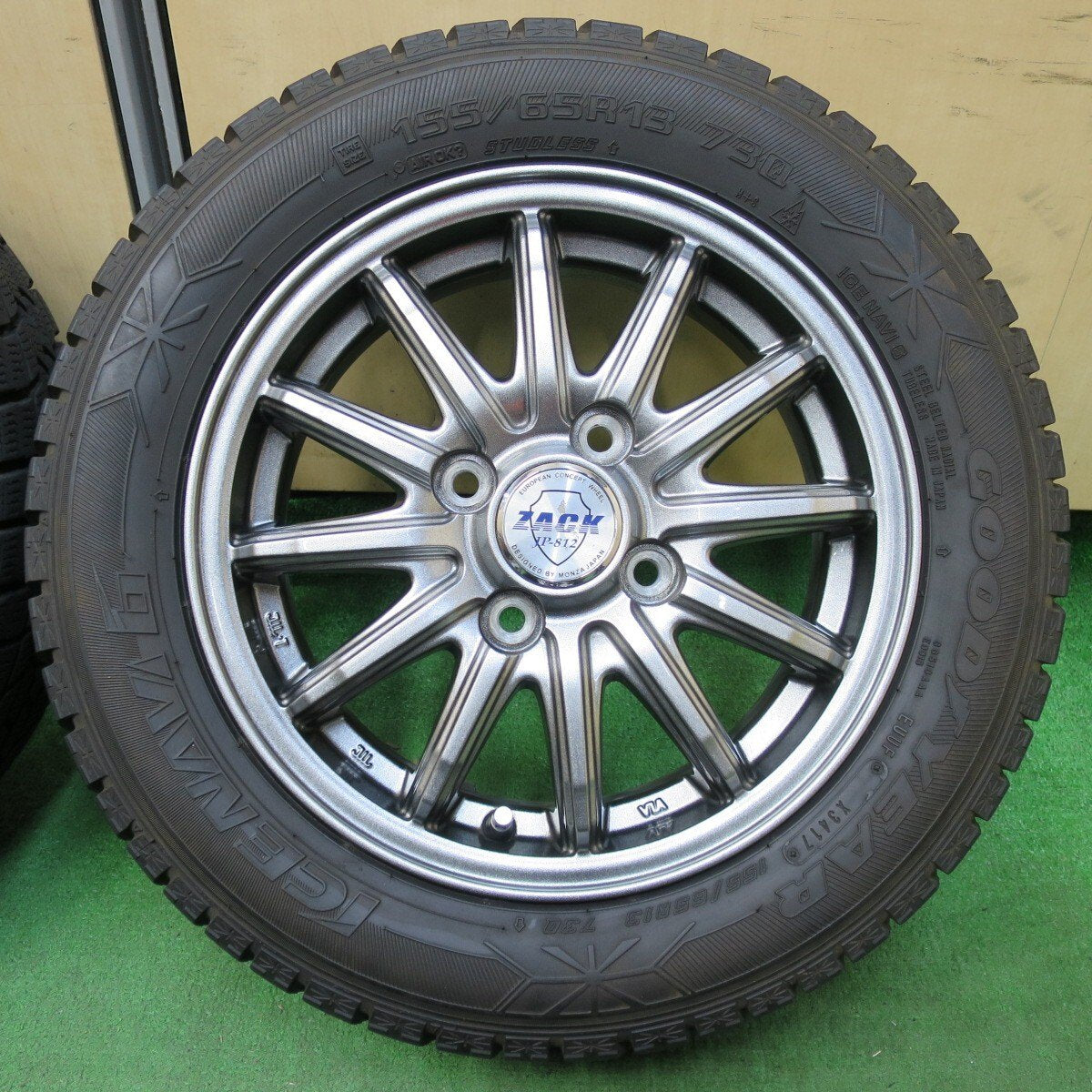 キレイ★スタッドレス 155/65R13 グッドイヤー アイスナビ6 ZACK JP-812 MONZA ザック 13インチ PCD100/4H★4121203イス