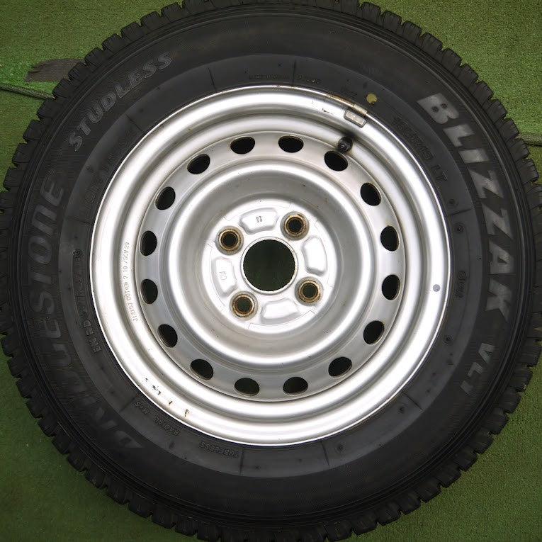 *送料無料* バリ溝！9.5分★スタッドレス 165R13 6PR ブリヂストン ブリザック VL1 スチール ホイール 13インチ PCD100/4H★4013104Hス