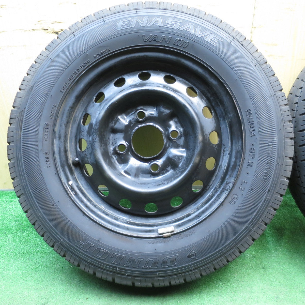 バリ溝！21年！8.5分★165R14 8PR ダンロップ エナセーブ VAN01 スチール ホイール 14インチ PCD114.3/4H★5062702NJノ
