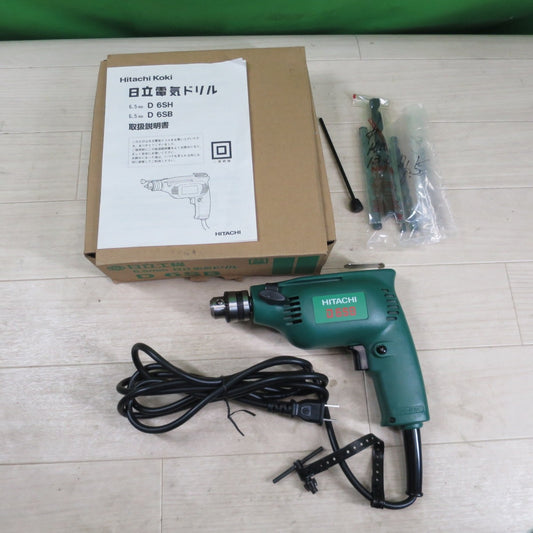 [送料無料] ほぼ未使用！付属品付き☆日立 6.5mm 電気 ドリル D6SB 電動 工具 コード式 100V HITACHI☆