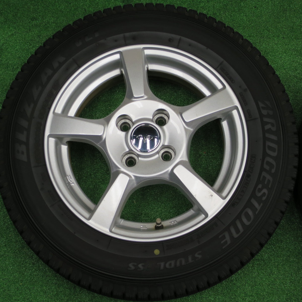バリ溝！21年！9.5分★スタッドレス 155/80R14 88/86N ブリヂストン ブリザック VL1 CVW 社外 アルミ 14インチ PCD100/4H★5121401NKス