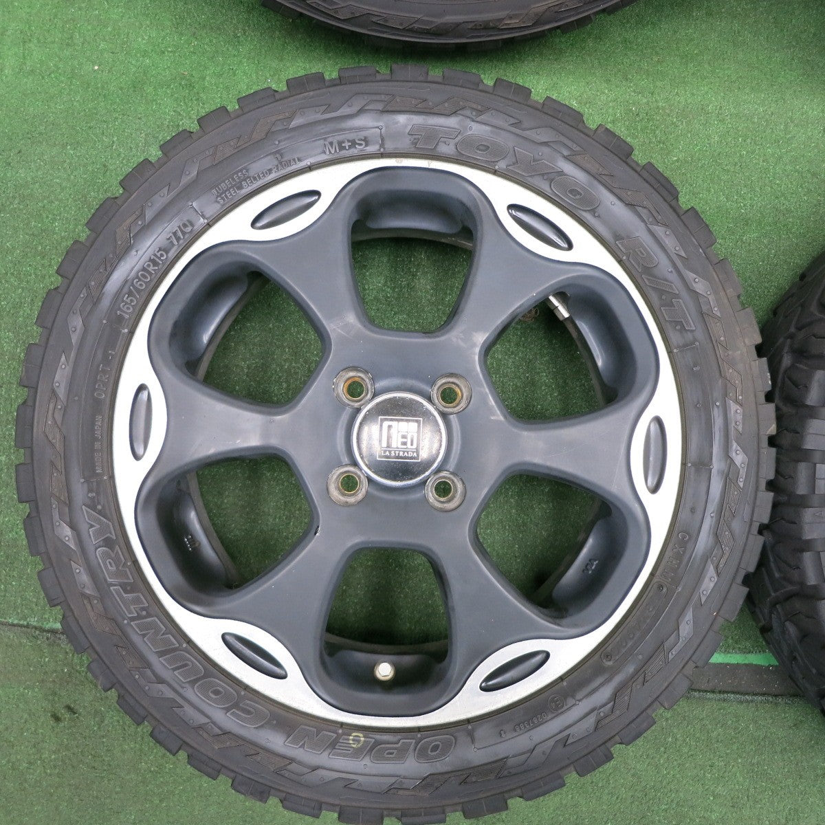 *送料無料* バリ溝！20年！9分★165/60R15 トーヨー R/T オープンカントリー NEO LA STRADA ネオ ラ ストラーダ 14インチ PCD100/4H★4032504TNノ