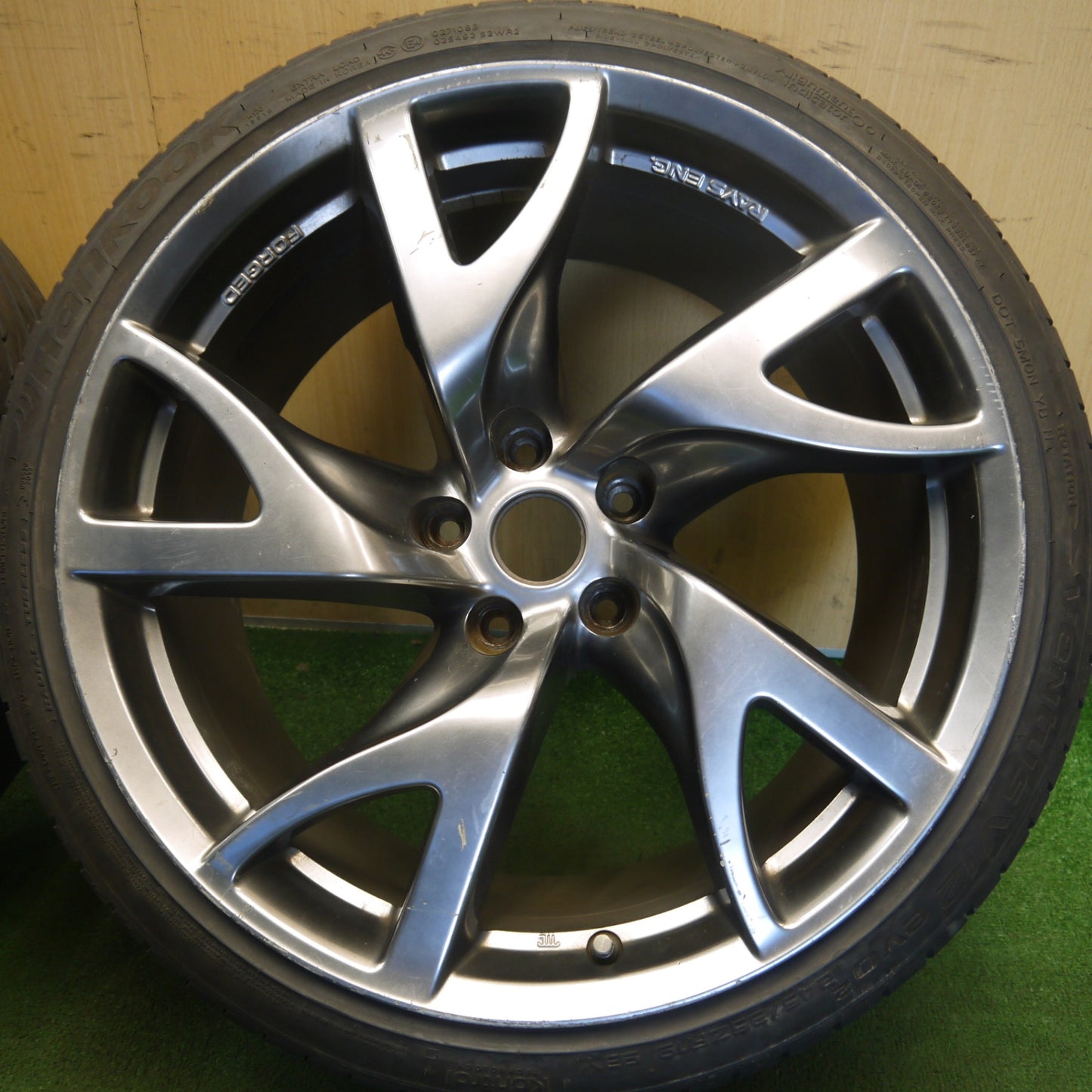 バリ溝！23年！8.5分◎日産 フェアレディZ Z34 純正 RAYS 225/35R19 245/35R19 ファイナリスト 595 EVO ハンコック ベンタス V12 evo2 レイズ 19インチ PCD114.3/5H◎6061207Hノ