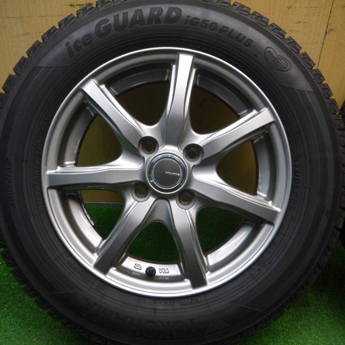 バリ溝！キレイ！9.5分★スタッドレス 175/70R14 ヨコハマ アイスガード iG50 プラス MiLLOUS ミルアス 14インチ PCD100/4H★5011706Hス