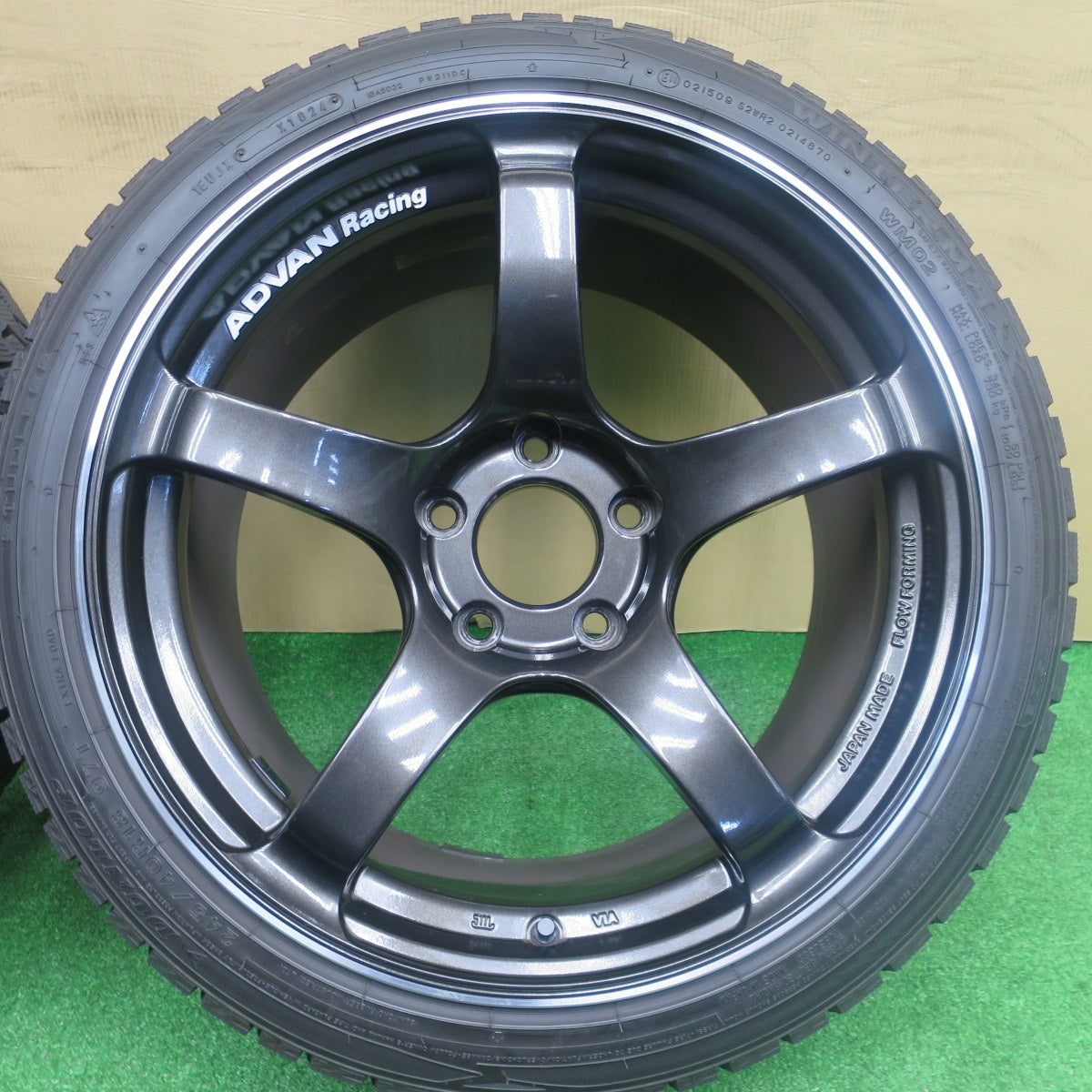 バリ溝！24年！ほぼ10分★シビック タイプR 等 ADVAN Racing TC-4 245/40R18 スタッドレス ダンロップ ウインターマックス WM02 アドバン レーシング 18インチ PCD120/5H★5121406NKス