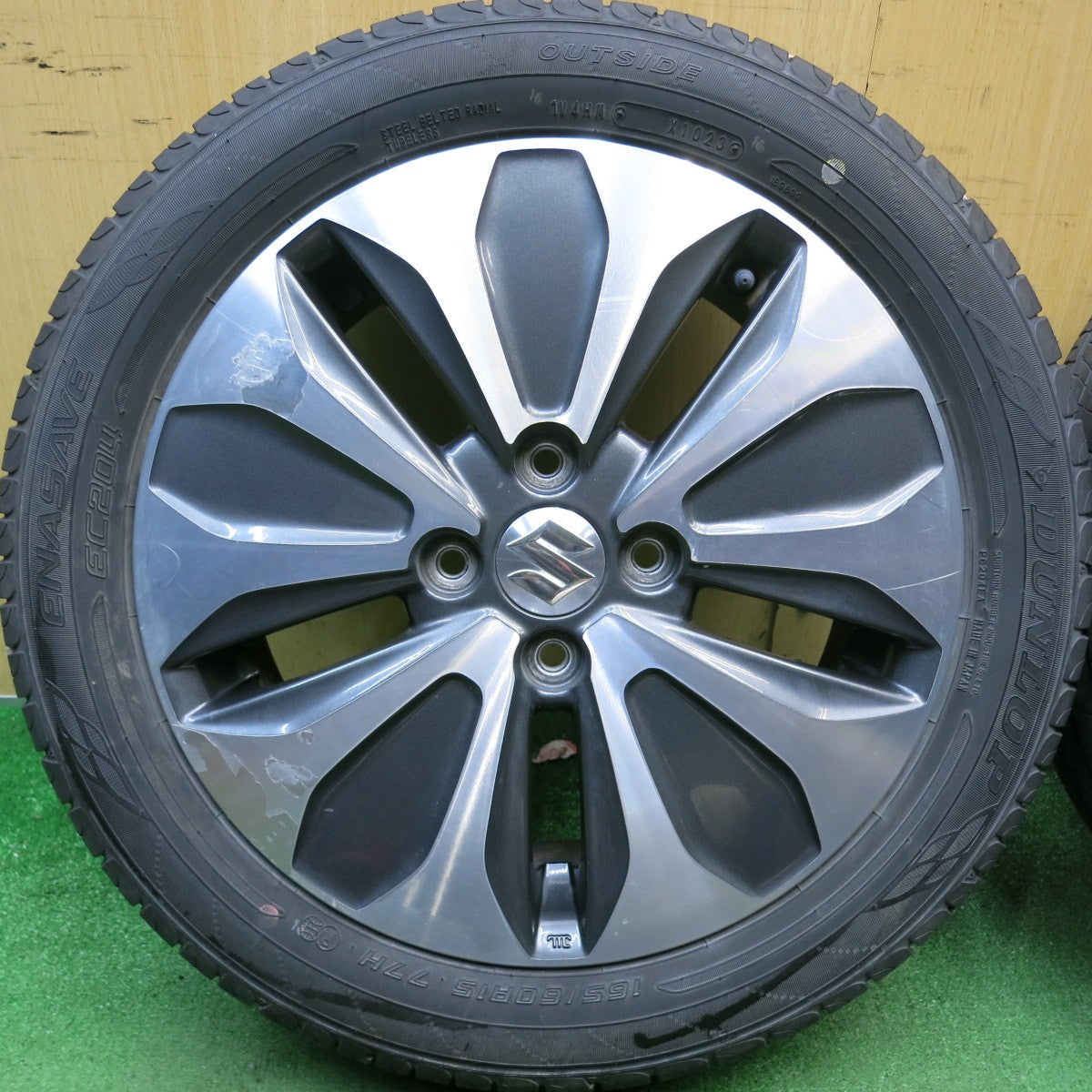 バリ溝！23年！9分★スズキ MA15S ソリオ 純正 165/60R15 ダンロップ エナセーブ EC204 15インチ PCD100/4H★6050505HAノ