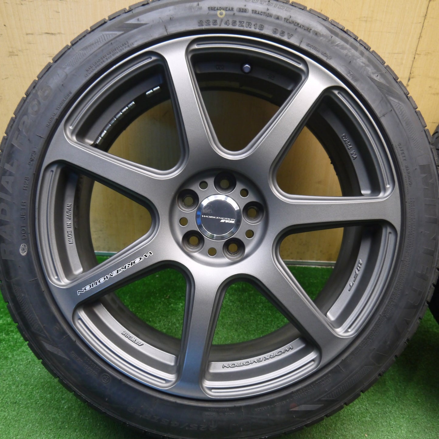 バリ溝！25年！キレイ！ほぼ10分！2本★インプレッサ 等 WORK EMOTION WFT EMT-T7R 225/45R18 ミネルバ ラジアル F205 ワーク エモーション 18インチ PCD100/5H★6011407Hノ