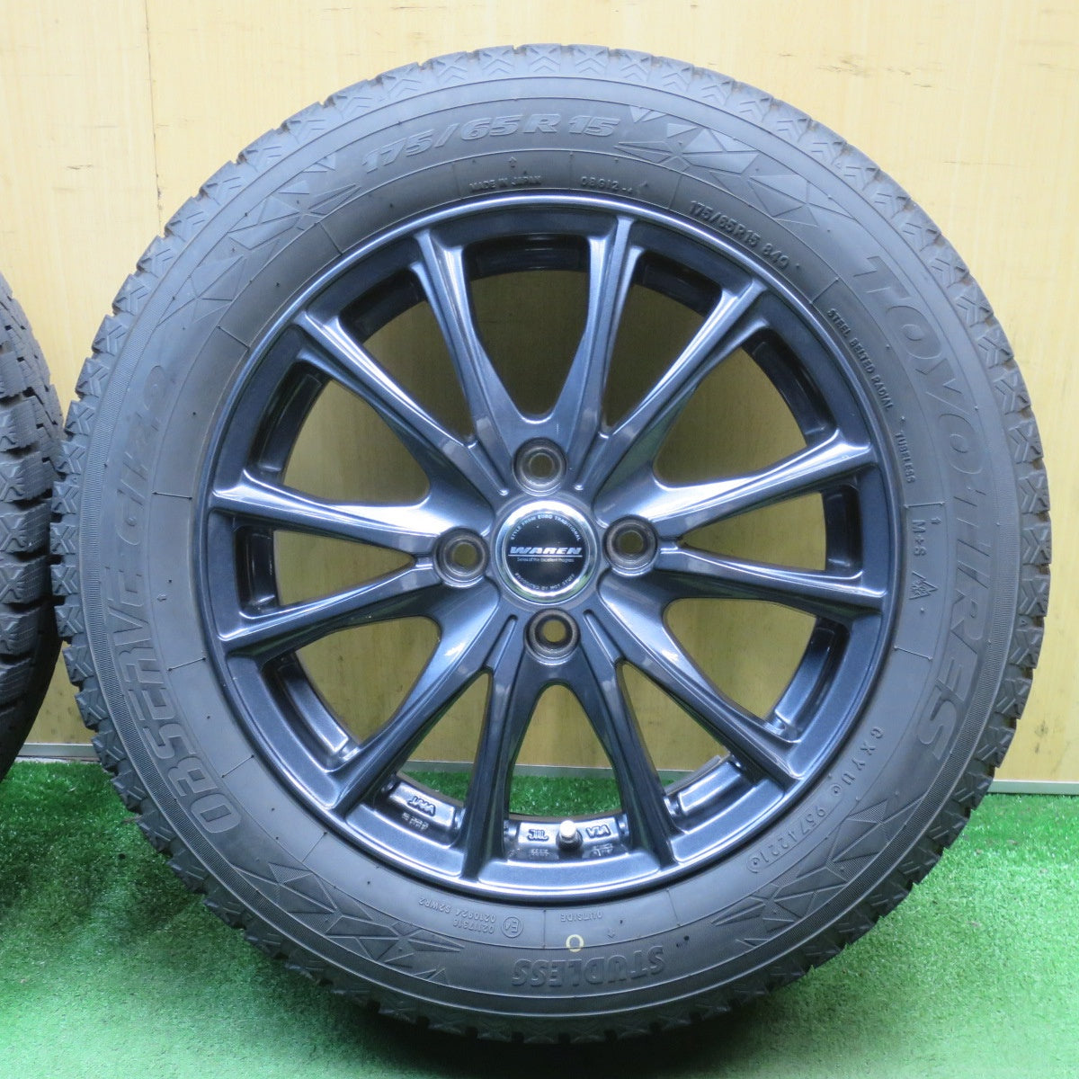 バリ溝！キレイ！9分◎スタッドレス 175/65R15 トーヨー オブザーブ GIZ2 WAREN ヴァーレン 15インチ PCD100/4H◎6072203NJス