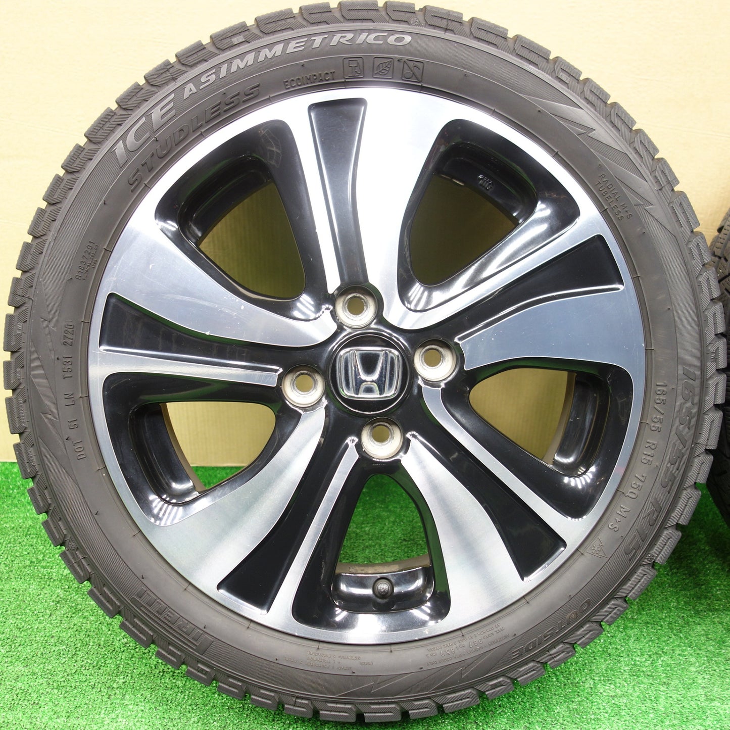 4本価格★ホンダ JG1 N-ONE 純正 165/55R15 スタッドレス ピレリ アイスアシンメトリコ Nワン 15インチ PCD100/4H★5112101KTス