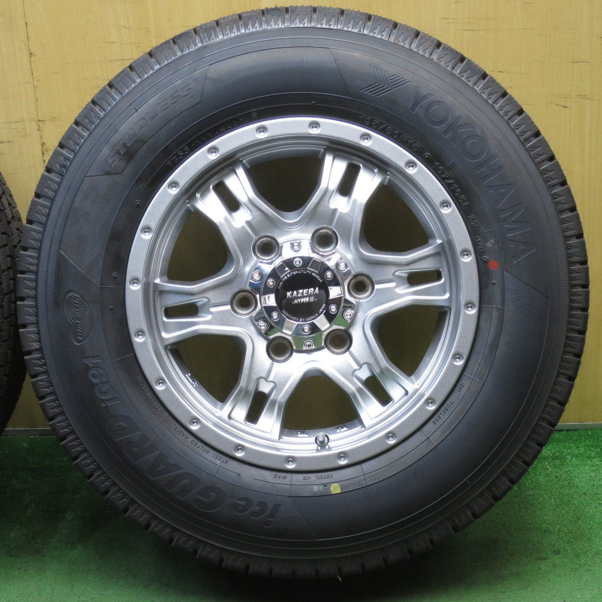 未使用！23年★スタッドレス 195/80R15 107/105L ヨコハマ アイスガード iG91 KAZERA HYPERⅢ MONZA カゼラ 15インチ PCD139.7/6H★5072503NJス