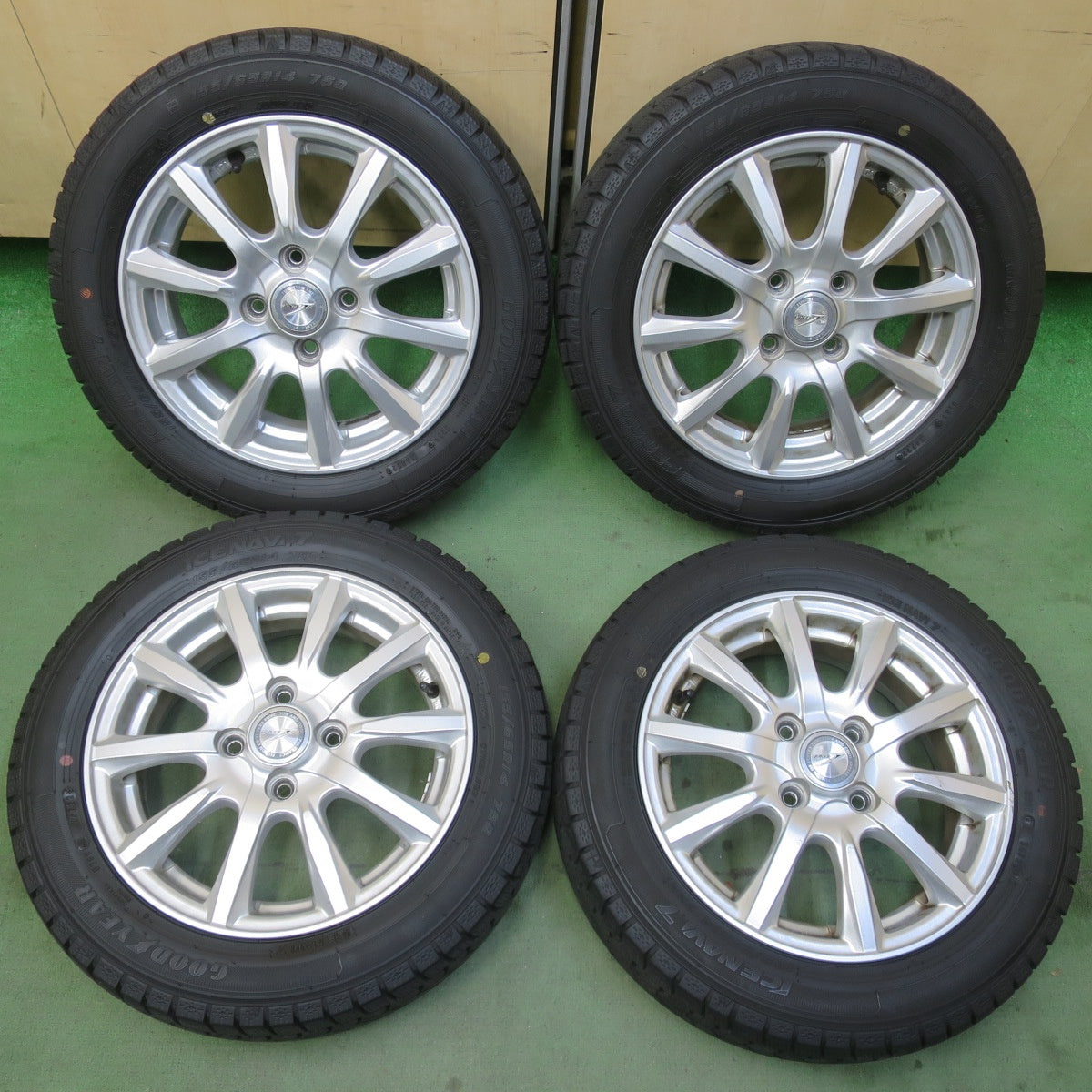 バリ溝！22年！9分◎スタッドレス 155/65R14 グッドイヤー アイスナビ7 JOKER ジョーカー 14インチ PCD100/4H◎6102011イス