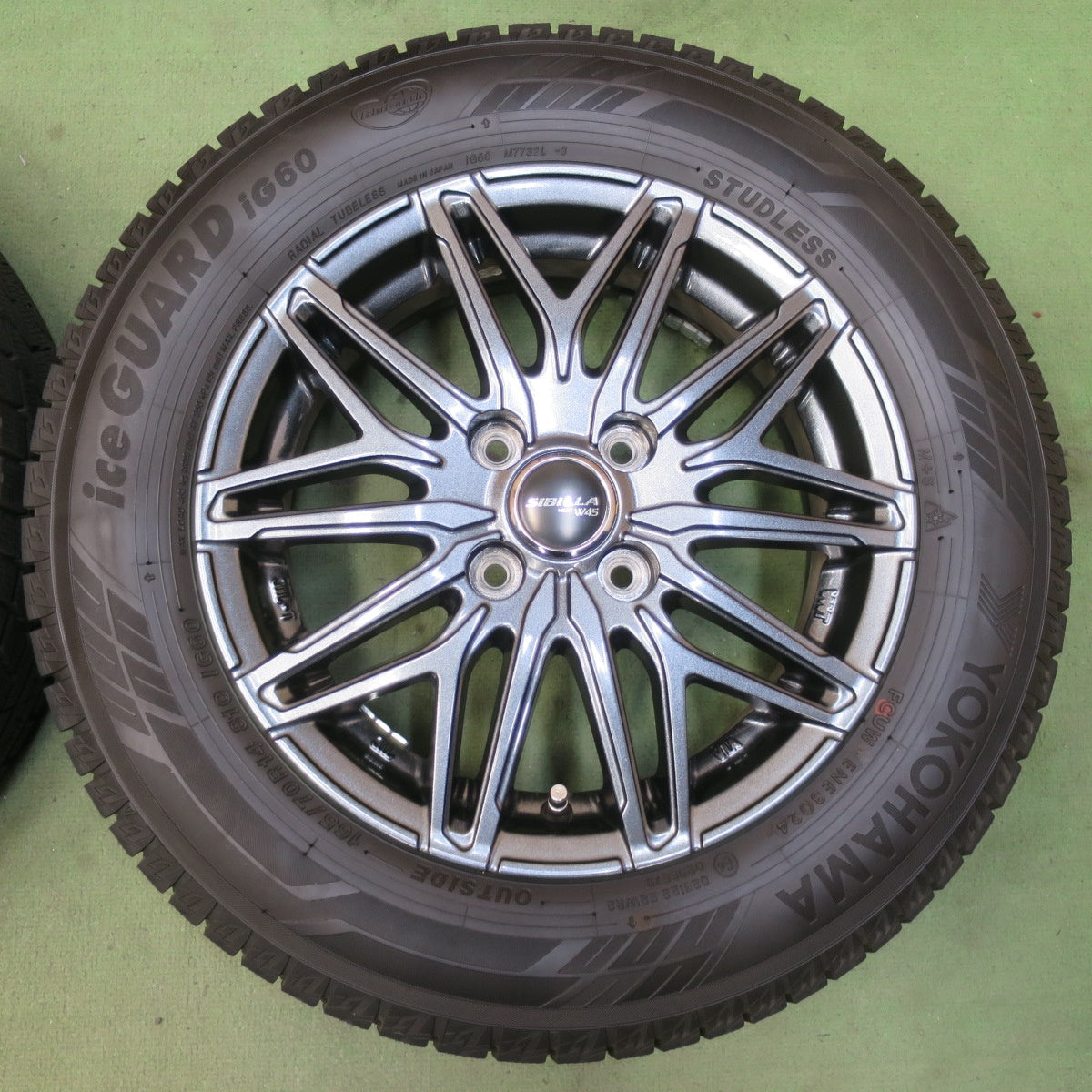 バリ溝！24年！キレイ！9分★スタッドレス 165/70R14 ヨコハマ アイスガード iG60 SIBILLA NEXT W45 シビラ 14インチ PCD100/4H★6051802イス