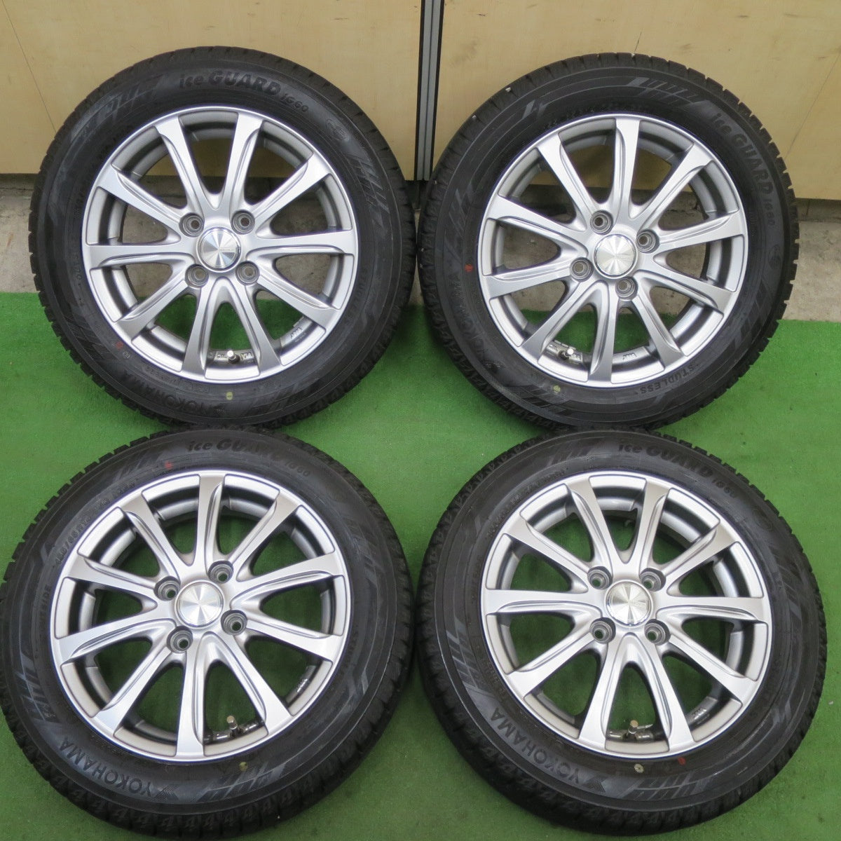 バリ溝！23年！キレイ！9分★スタッドレス 155/65R14 ヨコハマ アイスガード iG60 WEZEN 社外 アルミ 14インチ PCD100/4H★6022703TTス
