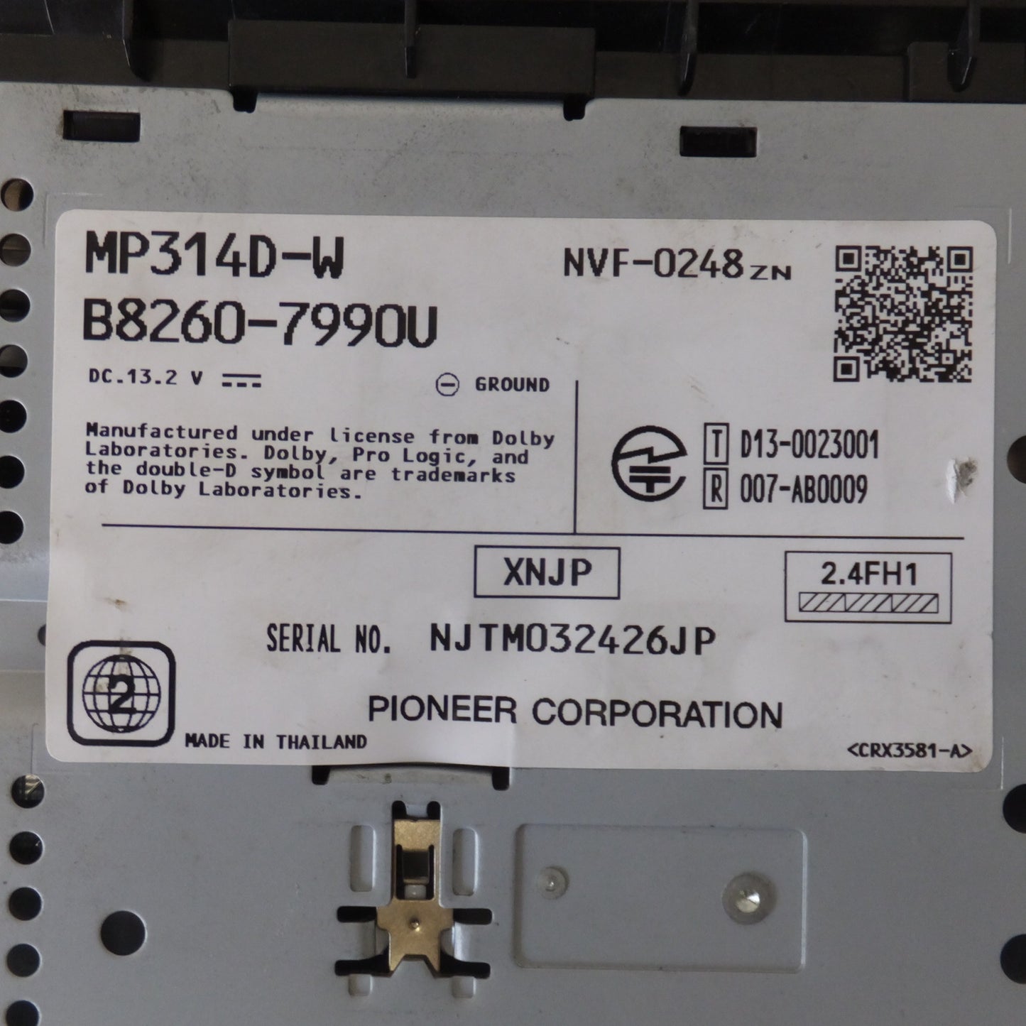 [送料無料] ★パイオニア製 日産 純正 日産オリジナルナビゲーションシステム MP314D-W B8260-7990U(34)★