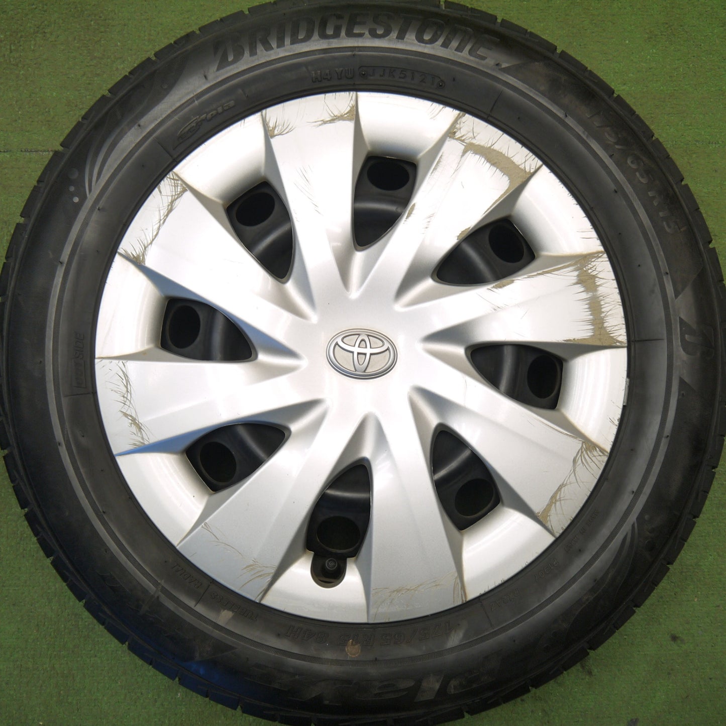 バリ溝！9分★トヨタ ポルテ 等 純正 スチール 175/65R15 ブリヂストン プレイズ PX2 15インチ PCD100/4H★6031609Hノ