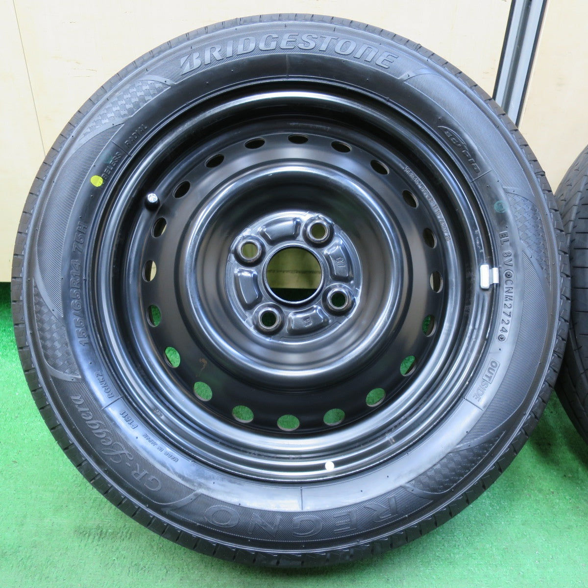 *送料無料* タイヤほぼ未使用！24年！キレイ★155/65R14 ブリヂストン レグノ GR-Leggera スチール ホイール 14インチ PCD100/4H★4082004イノ