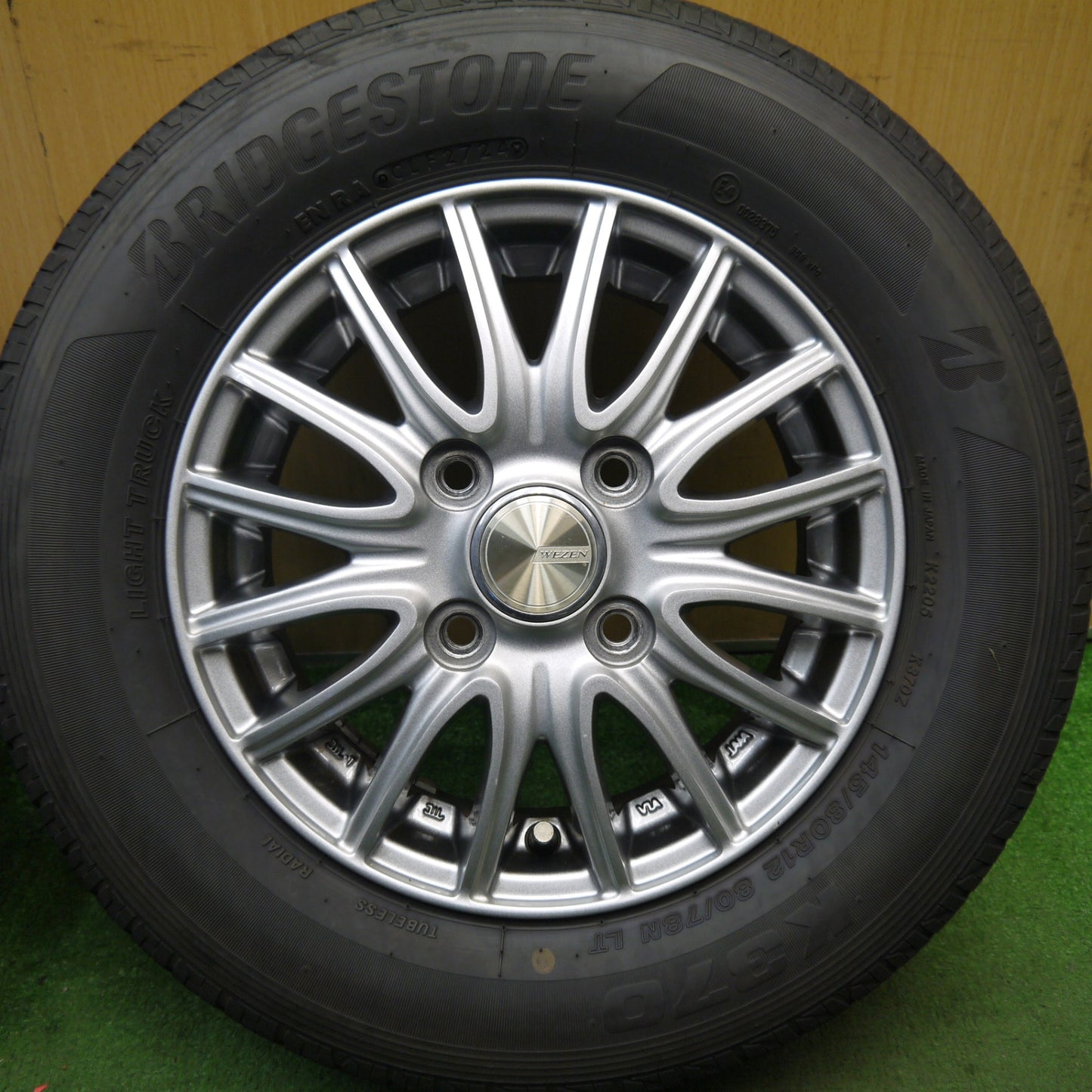 キレイ！24年★145/80R12 80/78N ブリヂストン K370 WEZEN 社外 アルミ 12インチ PCD100/4H★5090104Hノ