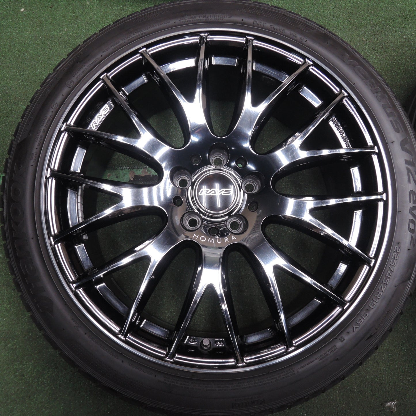*送料無料* バリ溝！23年！9.5分★RAYS HOMURA 2X9 限定カラー 225/45R19 ハンコック ベンタス V12 evo2 レイズ ホムラ 19インチ PCD114.3/5H★4042001HAノ