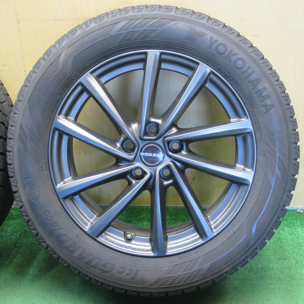 バリ溝！23年！キレイ！9.5分◎BMW MINI 等 BORBET typeV 225/55R17 スタッドレス ヨコハマ アイスガード iG60 ボルベット タイプ5 17インチ PCD112/5H◎6072501NJス