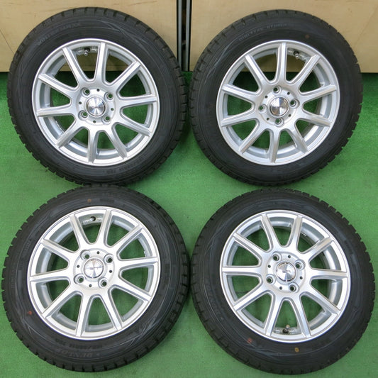 *送料無料* バリ溝！キレイ！ほぼ10分★スタッドレス 155/65R14 ダンロップ ウインターマックス WM01 slh 社外 アルミ 14インチ PCD100/4H★4052102イス