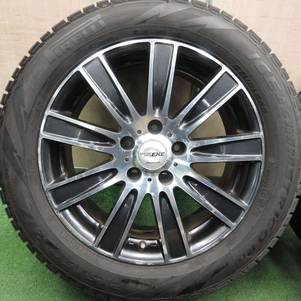 バリ溝！8.5分★スタッドレス 215/60R17 ピレリ アイスアシンメトリコ プラス VERTEC VR-5 MANARAY PCD114.3/5H★4021710HAス