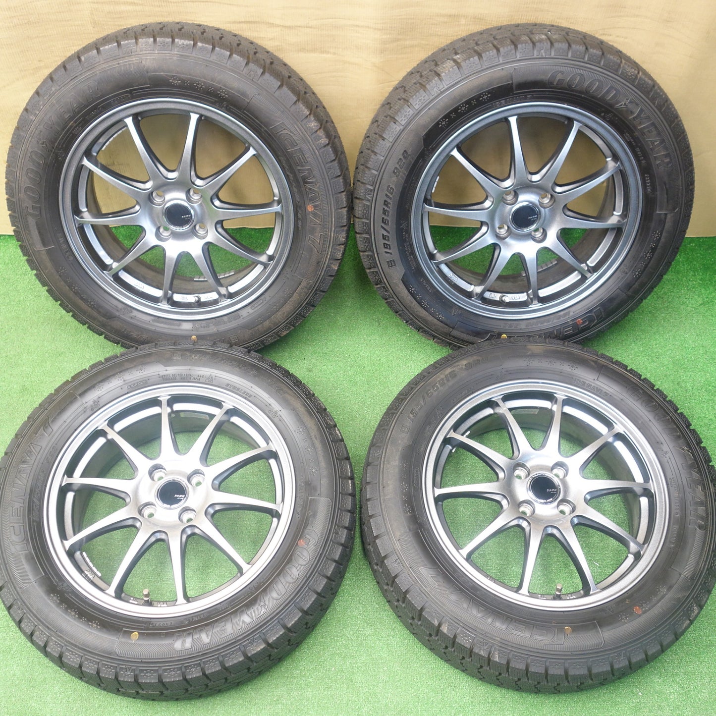 ほぼ未使用！キレイ★スタッドレス 195/65R16 グッドイヤー アイスナビ7 ZACK JP-202 MONZA ザック モンツァ 16インチ PCD100/4H★6020702KTス
