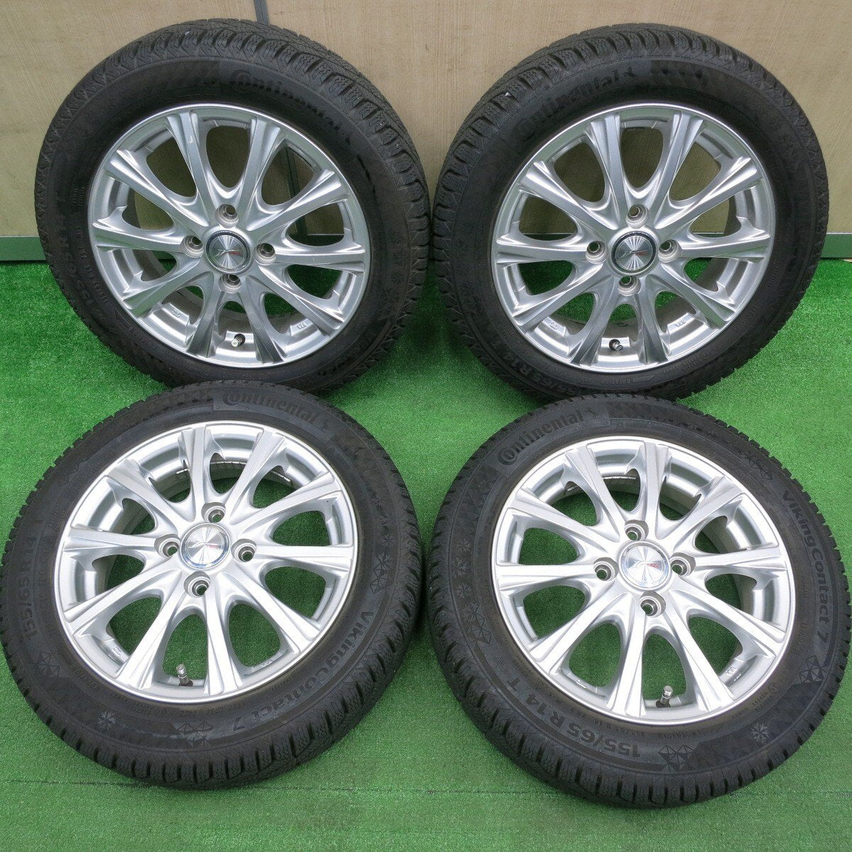 バリ溝！22年！キレイ！8.5分★スタッドレス 155/65R14 コンチネンタル バイキングコンタクト7 JOKER ジョーカー 14インチ PCD100/4H★4112902HAス