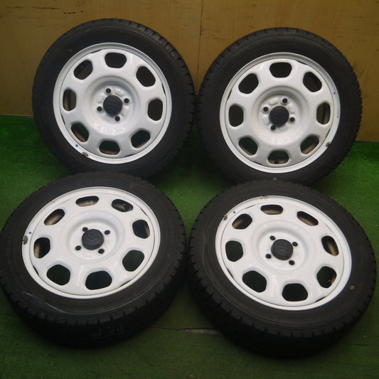 [送料無料] バリ溝！9.5分★スズキ ハスラー 純正 スチール 165/60R15 スタッドレス ダンロップ ウインターマックス WM02 15インチ PCD100/4H★5022503Hス