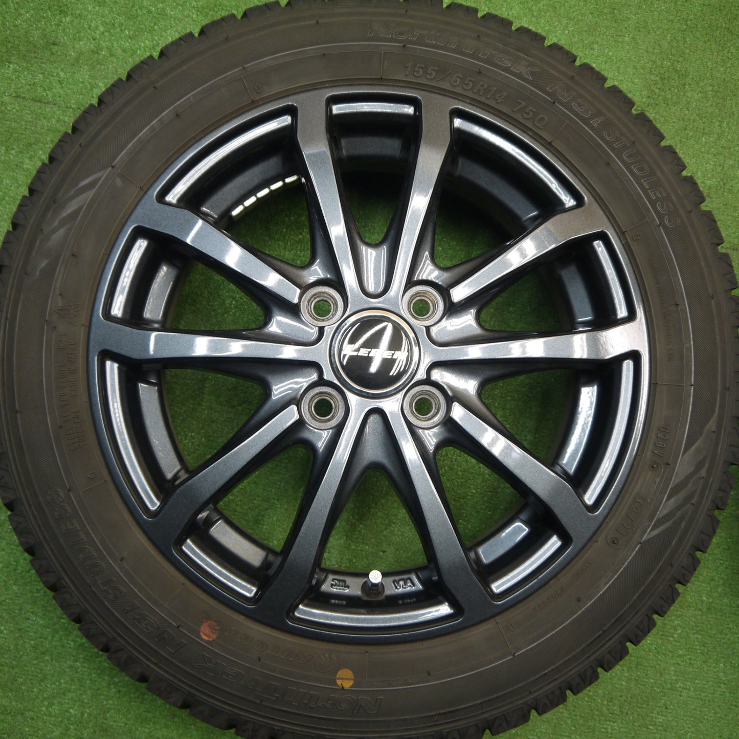 バリ溝！21年！キレイ！9.5分★スタッドレス 155/65R14 オートバックス ノーストレック N3i LEBEN レーベン 14インチ PCD100/4H★5120301Hス