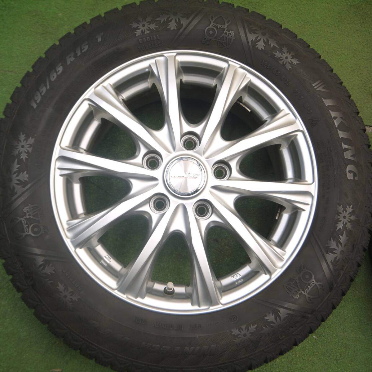 キレイ！21年★スタッドレス 195/65R15 バイキング WINTECH WT6 ILLUGA iG weds 15インチ PCD114.3/5H★5021909Hス