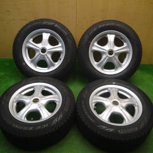 超バリ溝！23年！キレイ！ほぼ10分★スタッドレス 195/65R15 ピレリ アイスゼロ アシンメトリコ VAGGIO 15インチ PCD100 114.3/5H マルチ★4120208Hス
