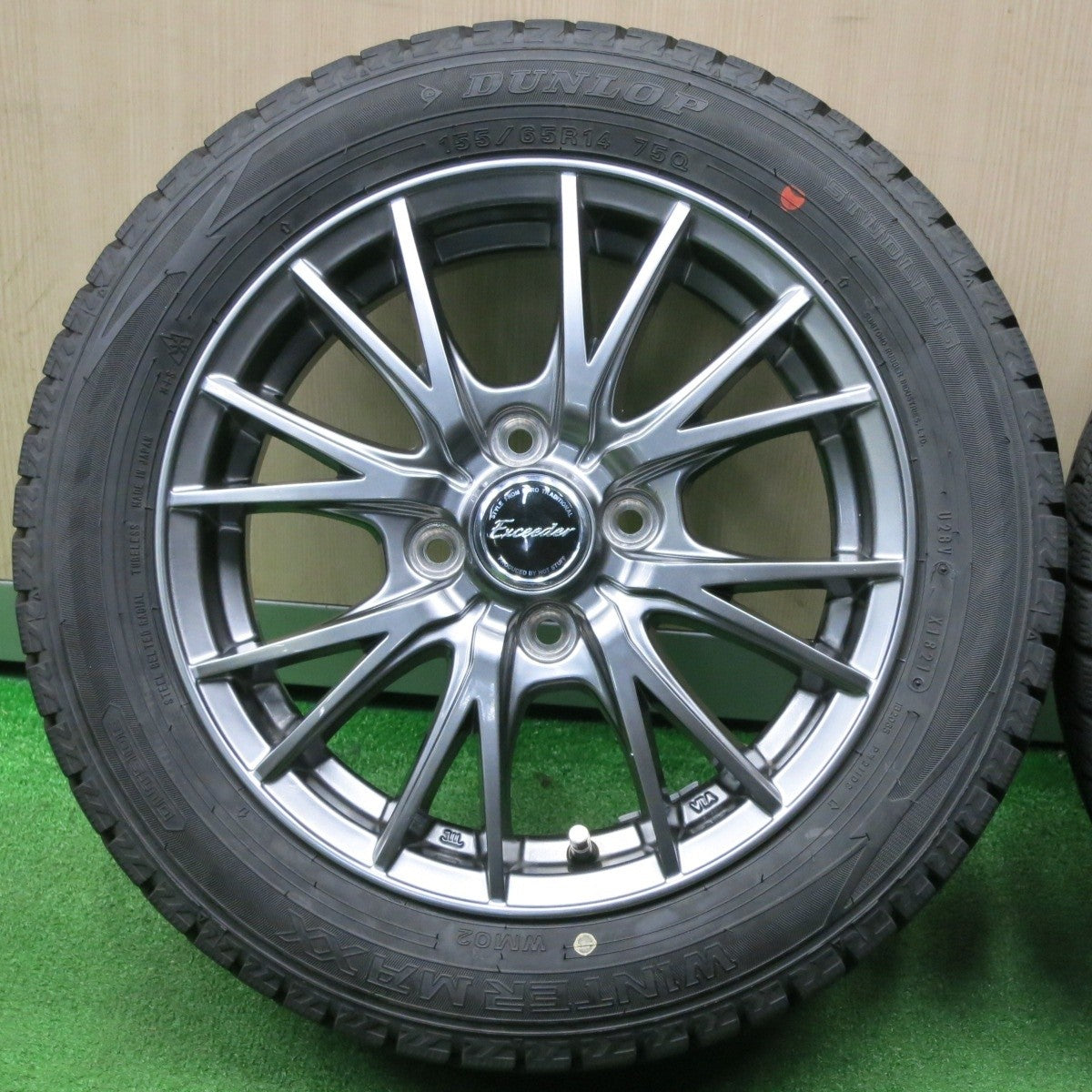 21年！★スタッドレス 155/65R14 ダンロップ ウインターマックス WM02 Exceeder エクシーダー 14インチ PCD100/4H★4121104NJス