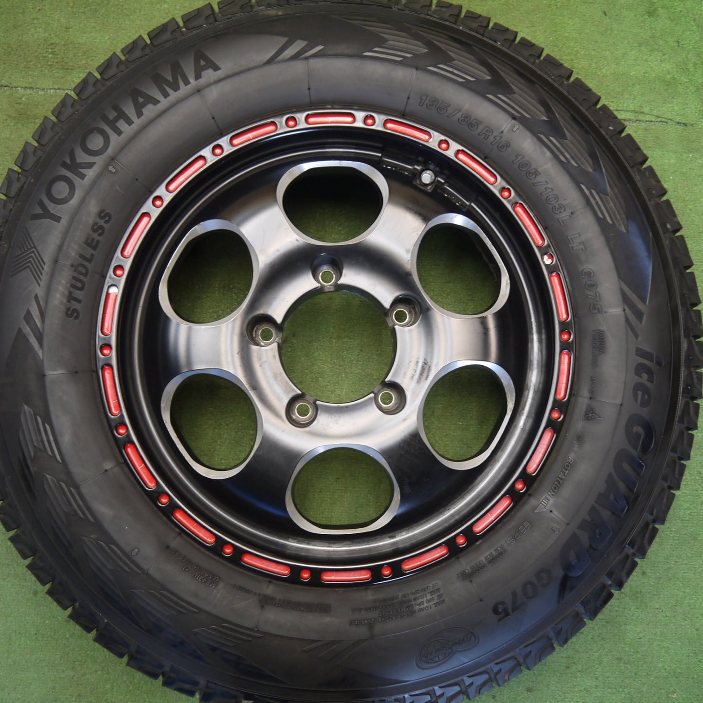 バリ溝！9分★スタッドレス 185/85R16 105/103L ヨコハマ アイスガード G075 ELFORD 社外 アルミ 16インチ PCD139.7/5H★6060808Hス