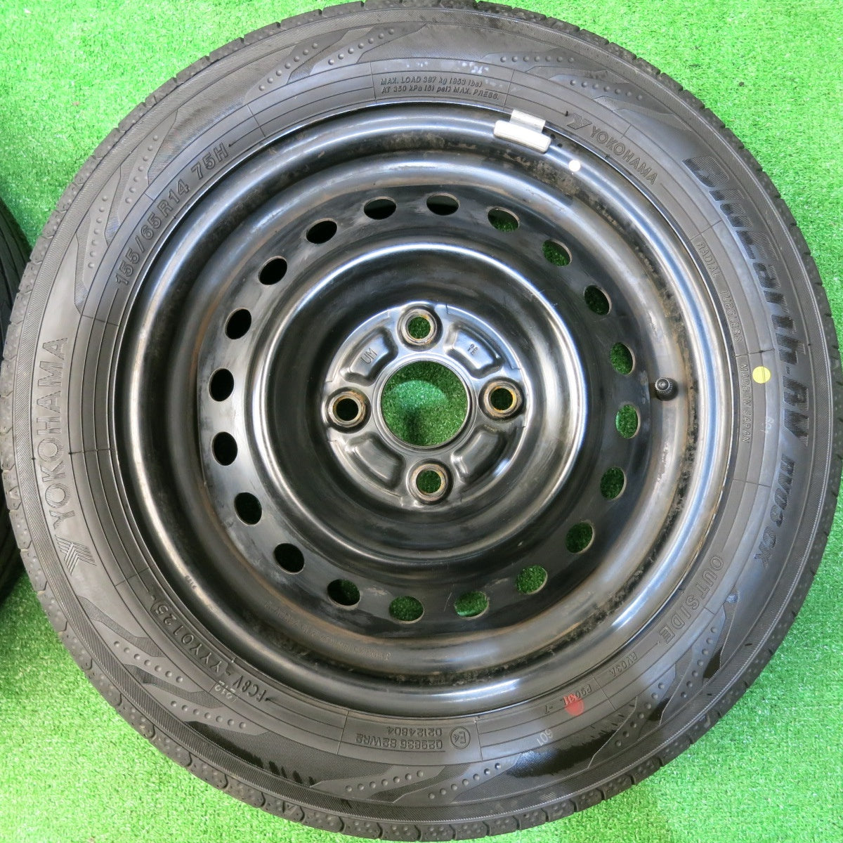 タイヤほぼ未使用！25年★155/65R14 ヨコハマ BluEarth-RV RV03 CK スチール ホイール 14インチ ブルーアース PCD100/4H★5062701HAノ