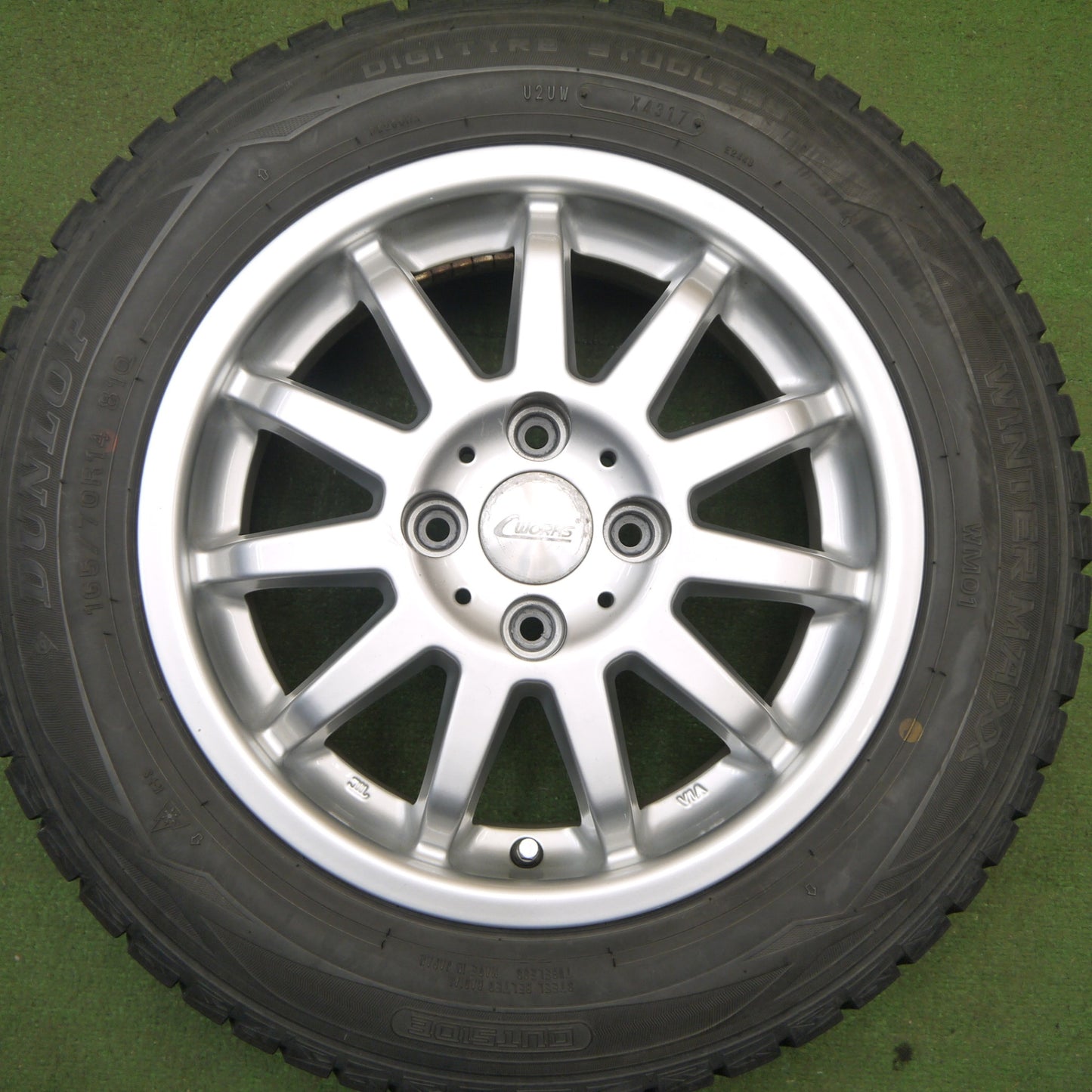 キレイ★ワーゲン up! 等 165/70R14 スタッドレス ダンロップ ウインターマックス WM01 CWORKS MS-1 C-Works シーワークス 14インチ PCD100/4H★6030907Hス