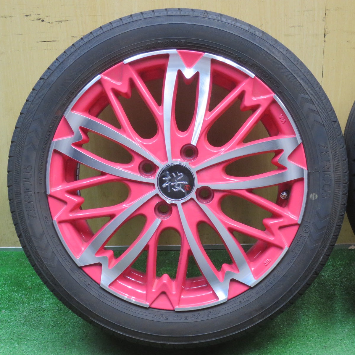 バリ溝！24年！キレイ！9分★和道 桜 五分咲き 165/55R15 ZERIOUS ゼリオズ ヨコハマ製 15インチ 軽サイズ PCD100/4H★6050807NJノ