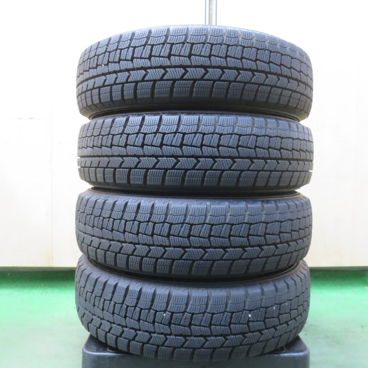 バリ溝！25年！キレイ！9.5分以上◎スタッドレス 155/65R14 ダンロップ ウインターマックス WM02 Ti WHEELS 社外 アルミ 14インチ PCD100/4H◎6101701イス