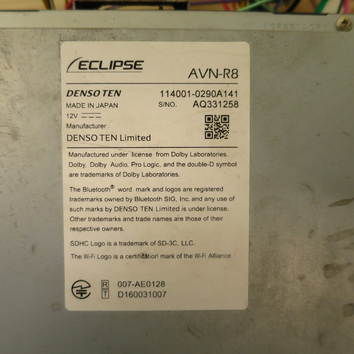 ♪ECLIPSE エクリプス メモリーナビ カー ナビ AVN-R8 地図データ 2017年秋版 DENSO TEN Bluetooth Wi-Fi CD DVD SD USB フルセグ♪ [送料無料]