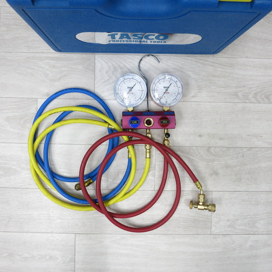 [送料無料] 美品◆TASCO タスコ ゲージマニホールド R410A/R32 空調 エアコン整備 測定器◆