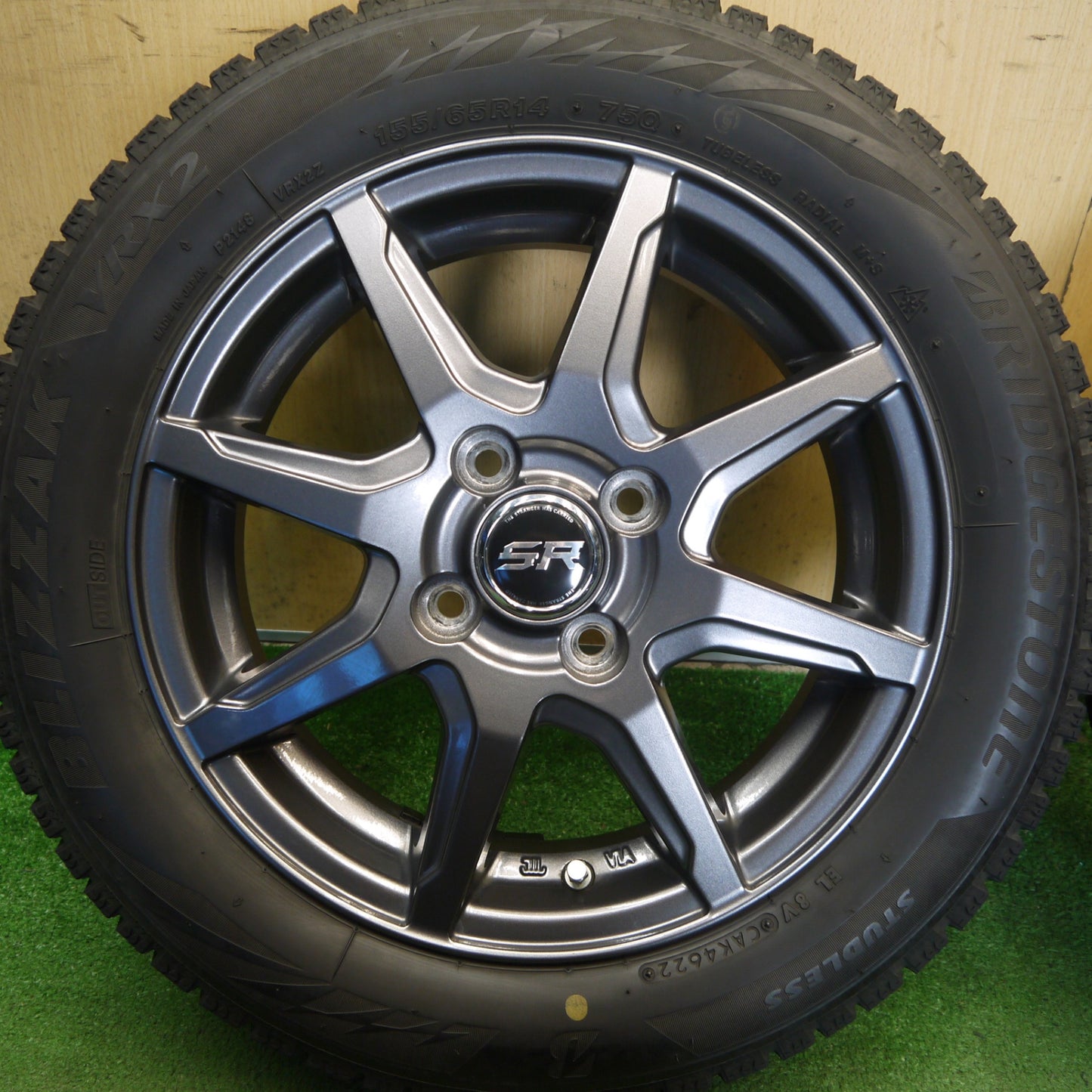 キレイ！22年◎スタッドレス 155/65R14 ブリヂストン ブリザック VRX2 STRANGER ストレンジャー 14インチ PCD100/4H◎6080302Hス