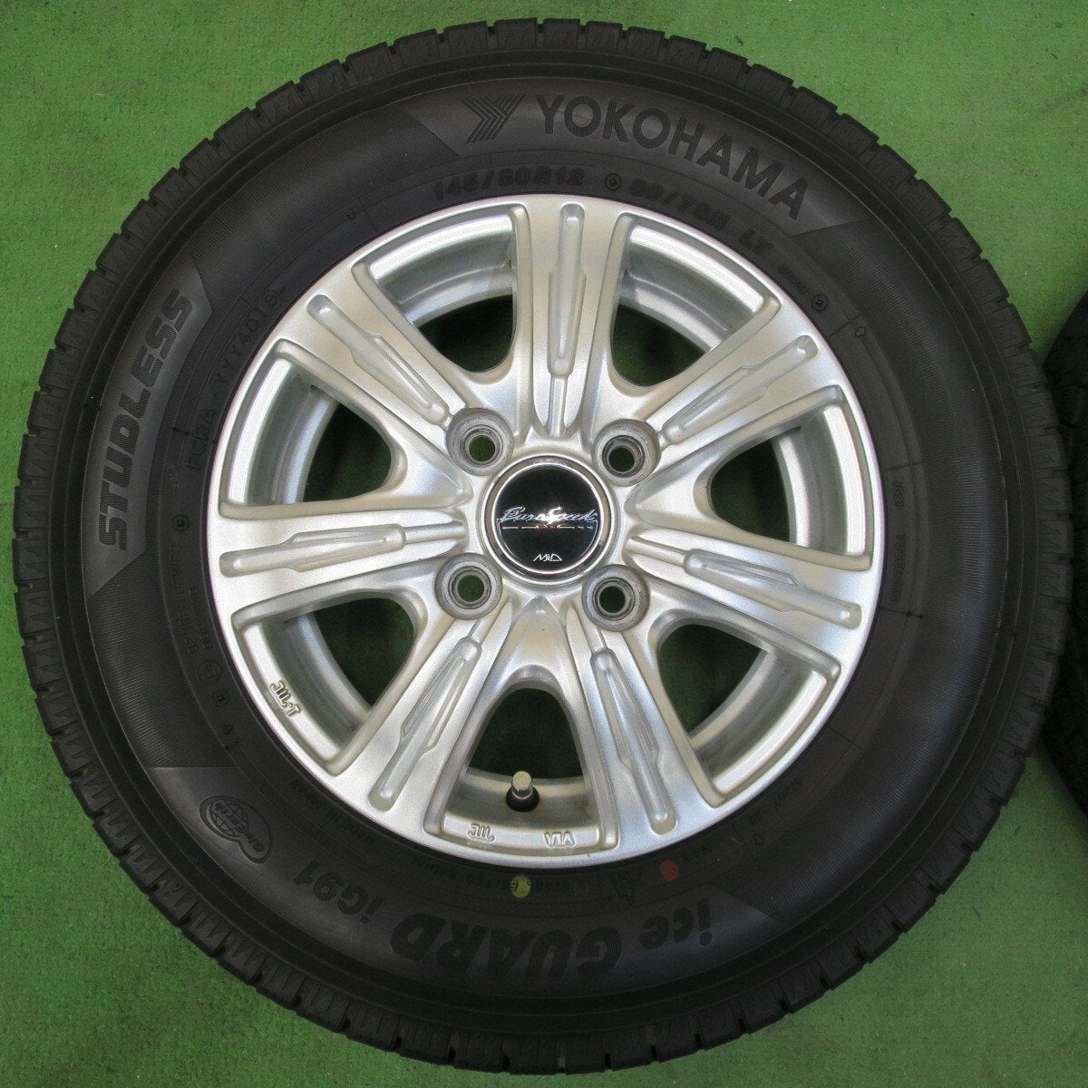 バリ溝！キレイ！9.5分★スタッドレス 145/80R12 80/78N ヨコハマ アイスガード iG91 EuroSpeed MiD ユーロスピード 12インチ PCD100/4H★5013120イス