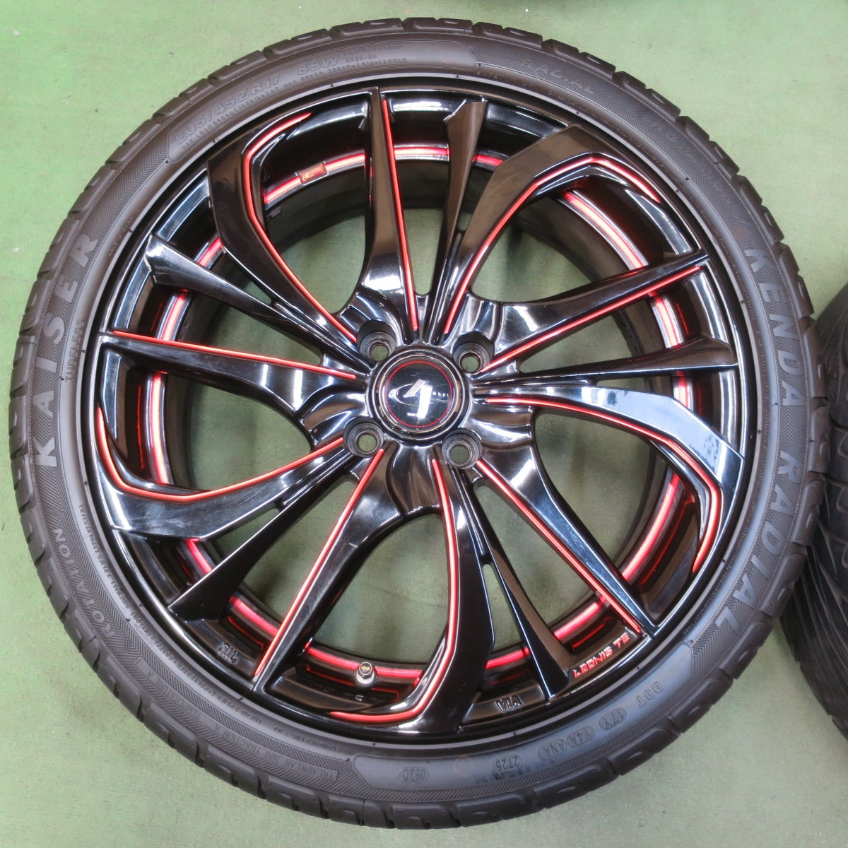 バリ溝！25年！9.5分◎LEONIS TE 205/45R17 ケンダ ラジアル カイザー レオニス 17インチ PCD100/4H◎6080507IMノ