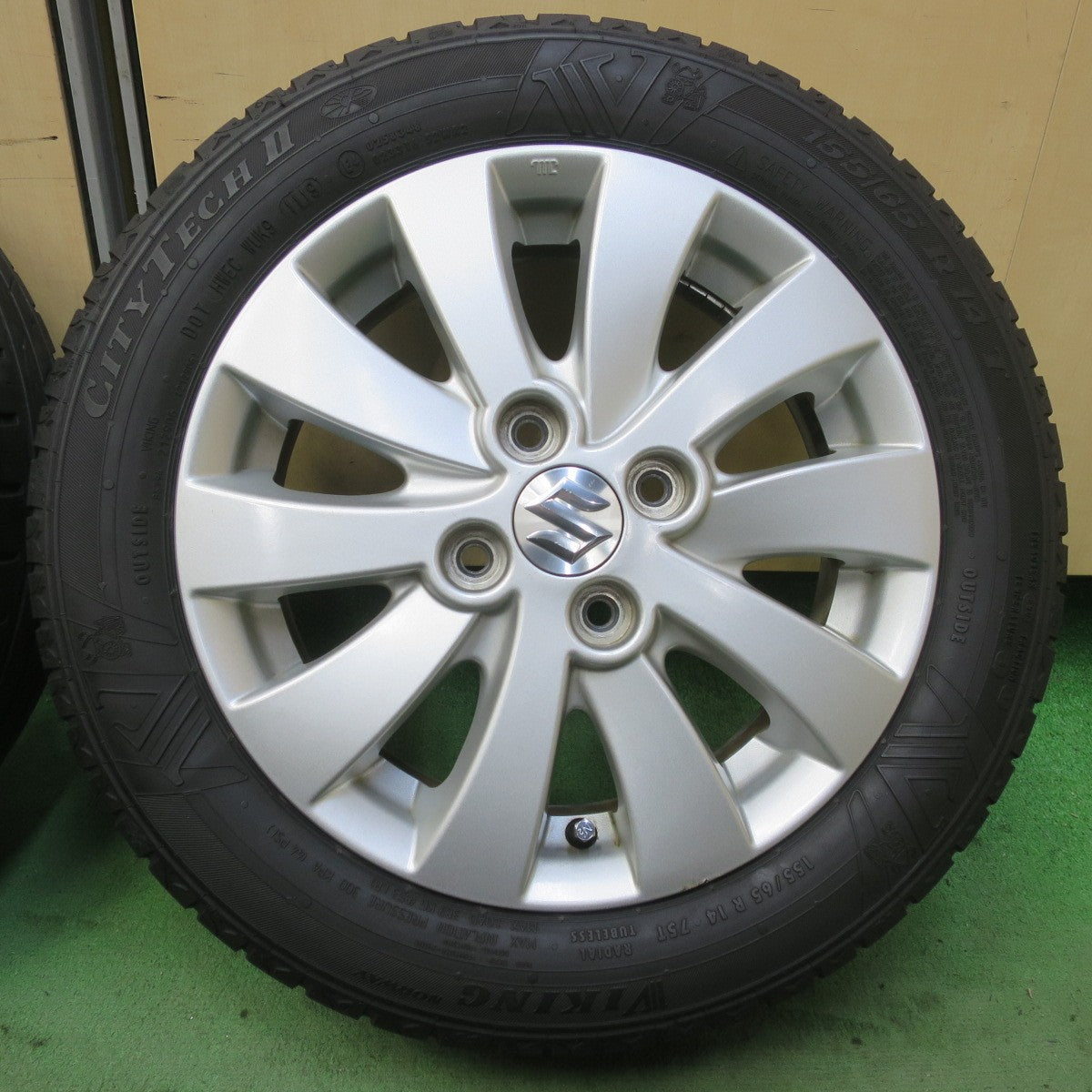 4本価格◎スズキ MK32S スペーシア カスタム 純正 155/65R14 バイキング CITYTECHⅡ 14インチ PCD100/4H◎6072801イノ