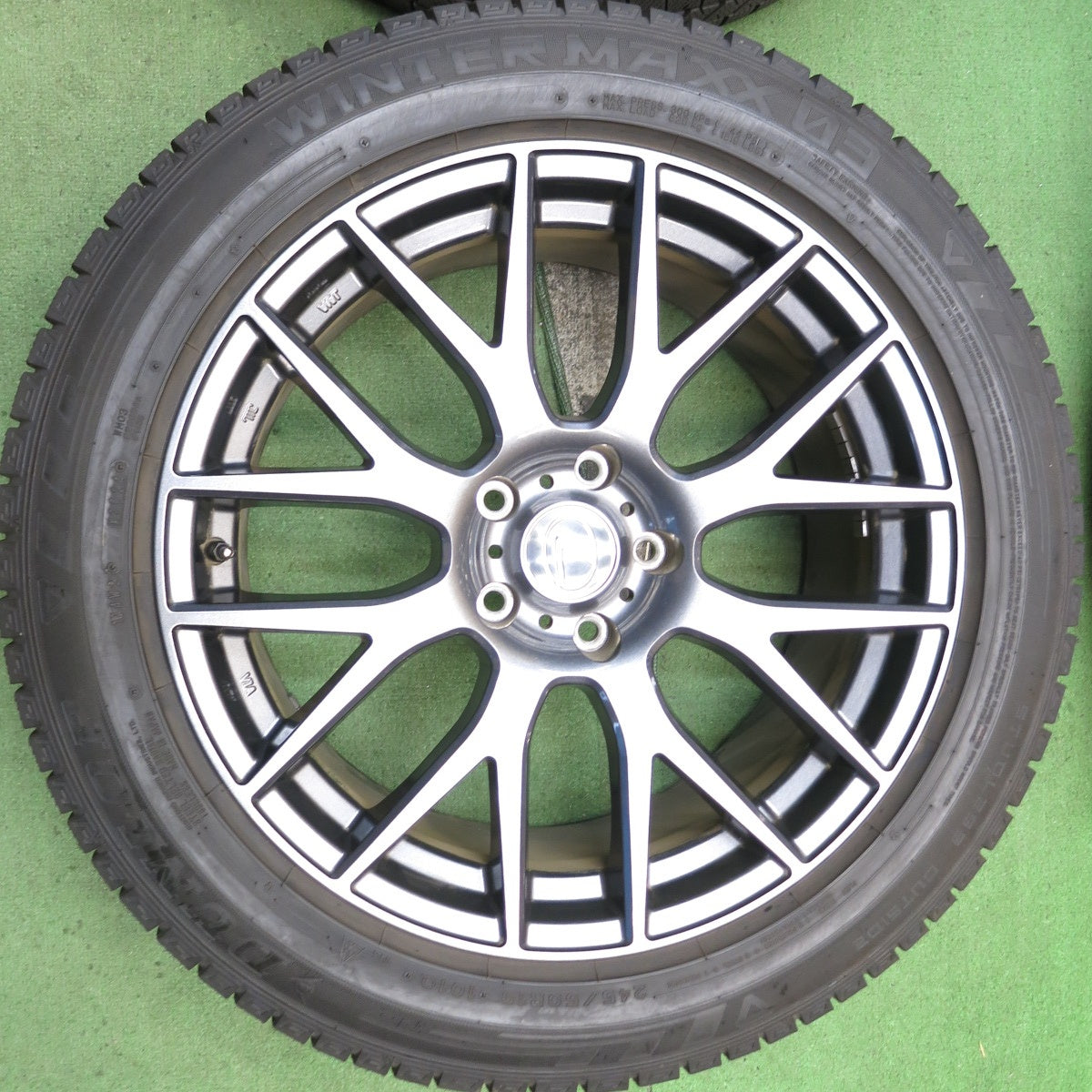センサー付！バリ溝！23年！キレイ！9.5分◎レクサス 等 245/50R19 スタッドレス ダンロップ ウインターマックス 03 社外 アルミ 19インチ PCD120/5H◎6090309HAス