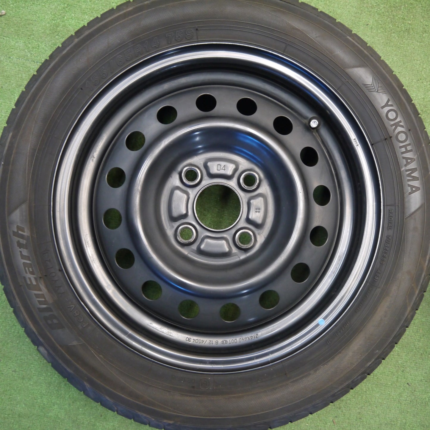 4本価格！23年★155/65R14 ヨコハマ ブルーアース AE01 スチール ホイール 14インチ PCD100/4H★6032702Hノ