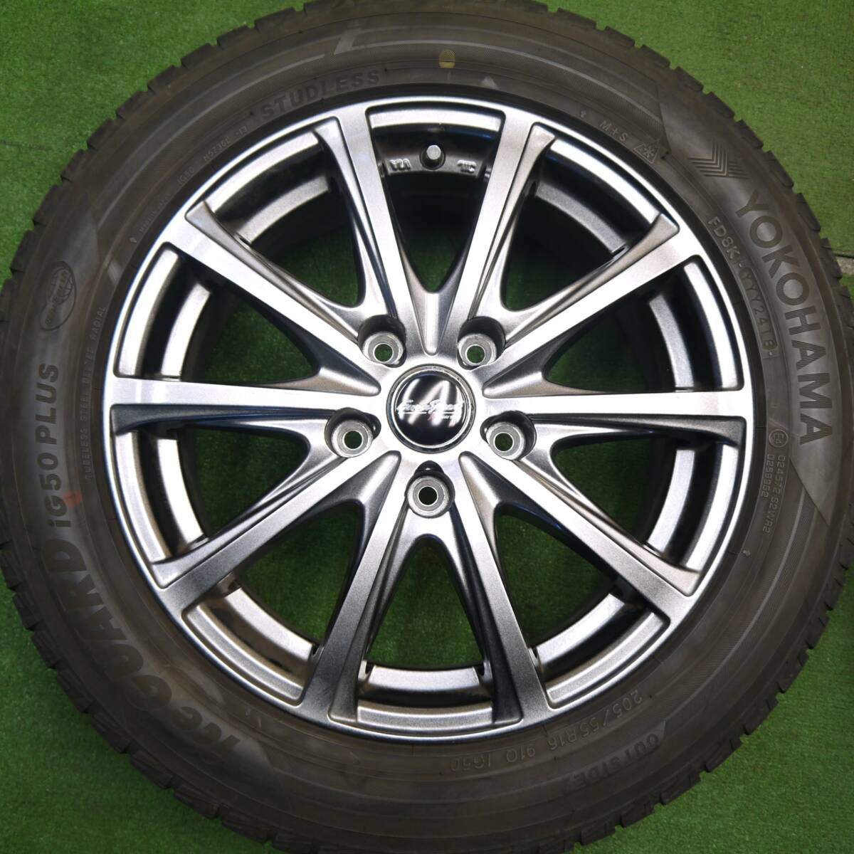 バリ溝！キレイ！8.5分★スタッドレス 205/55R16 ヨコハマ アイスガード iG50 プラス EuroSpeed MANARAY SPORT ユーロスピード 16インチ PCD114.3/5H★5031805Hス