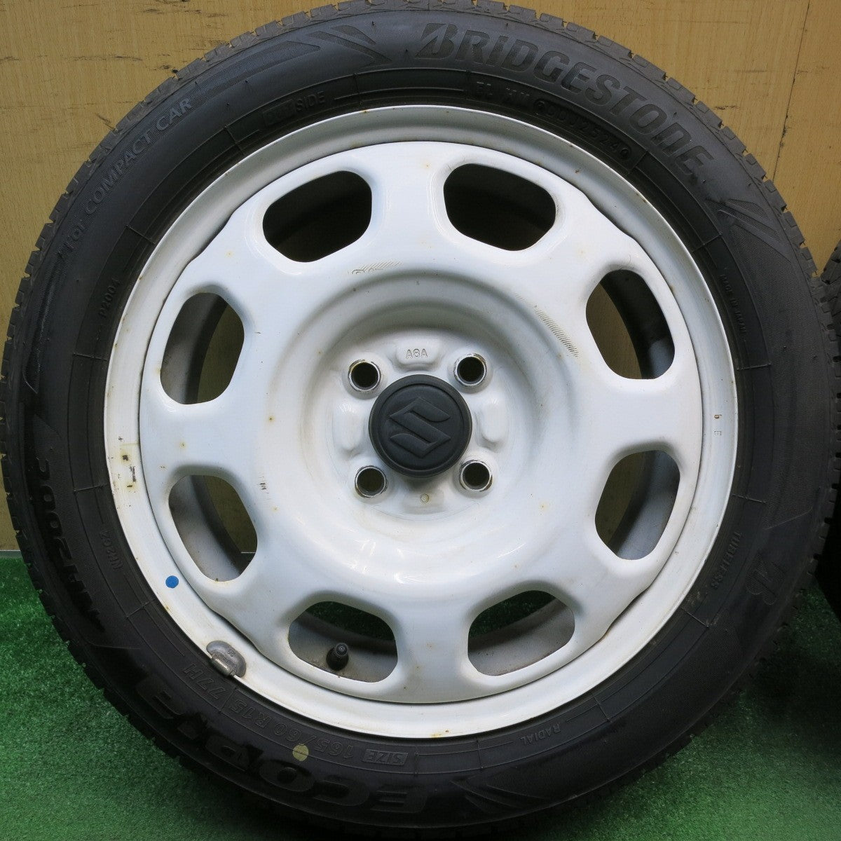 バリ溝！24年！9分◎スズキ ハスラー 純正 スチール 165/60R15 ブリヂストン エコピア NH200C 15インチ PCD100/4H◎6072307HAノ