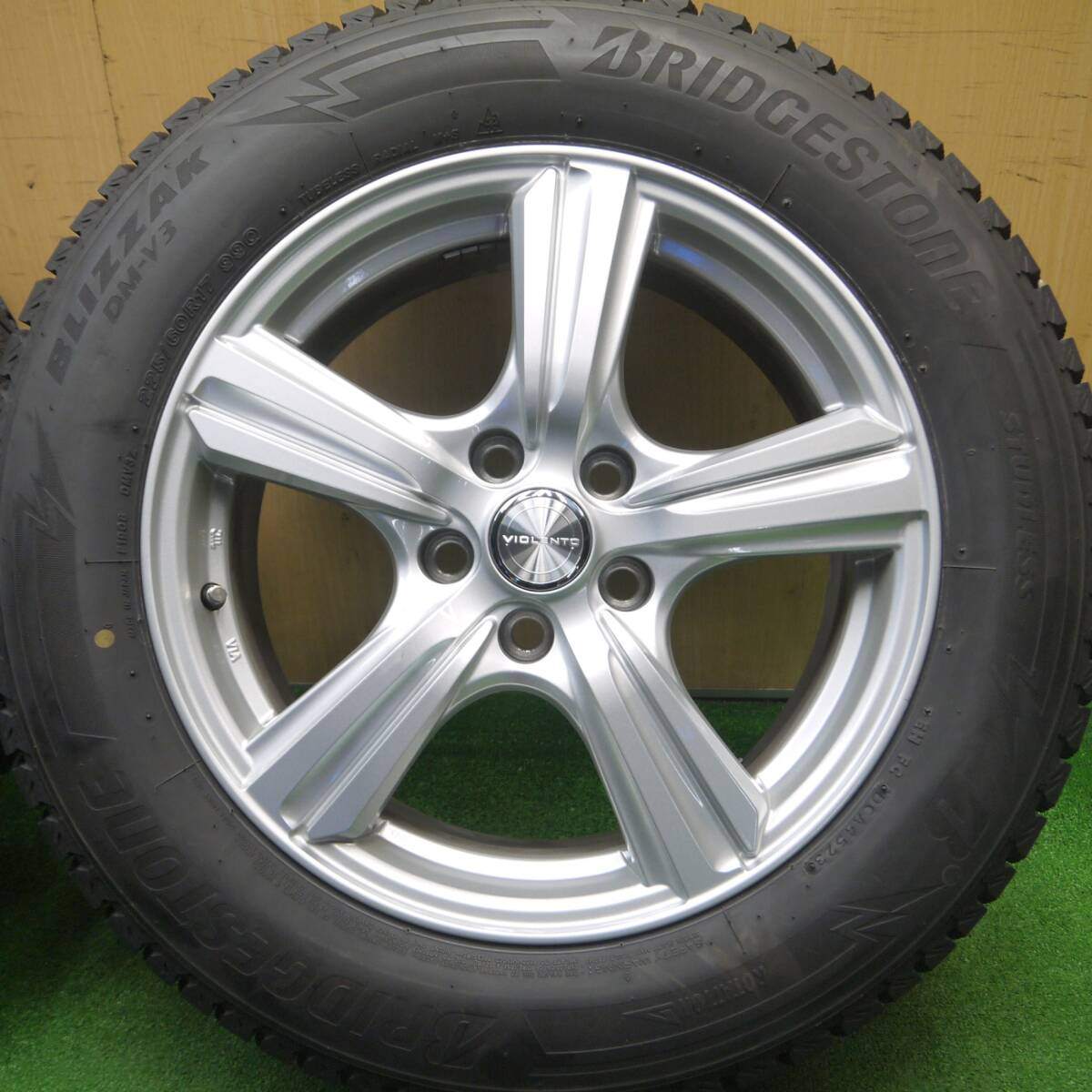 バリ溝 23年 綺麗 9.5分以上★スタッドレス 225/60R17 ブリヂストン ブリザック DM-V3 VIOLENTO KS PCD114.3/5H★4111810Hス