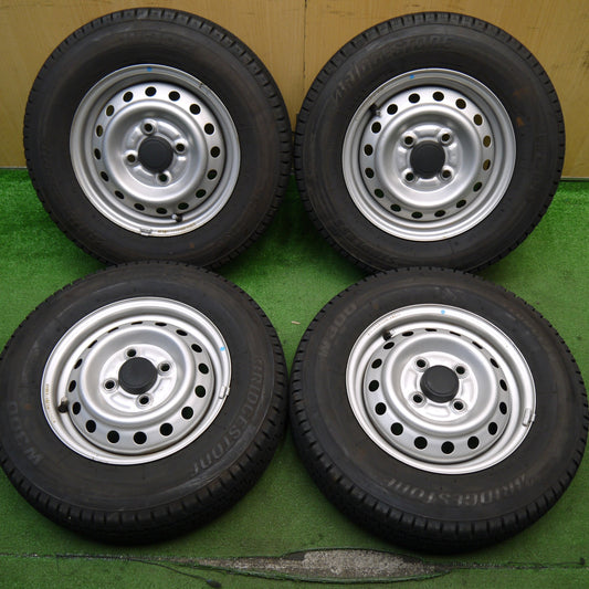 バリ溝！23年！キレイ！9分★スタッドレス 145/80R12 80/78N ブリヂストン W300 スチール ホイール 12インチ PCD100/4H★5052103Hス